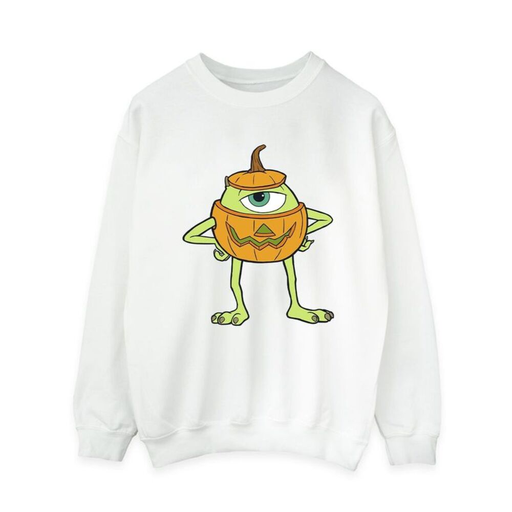 Monsters Inc Womens/Ladies Mike Pumpkin Halloween Sweatshirt / White